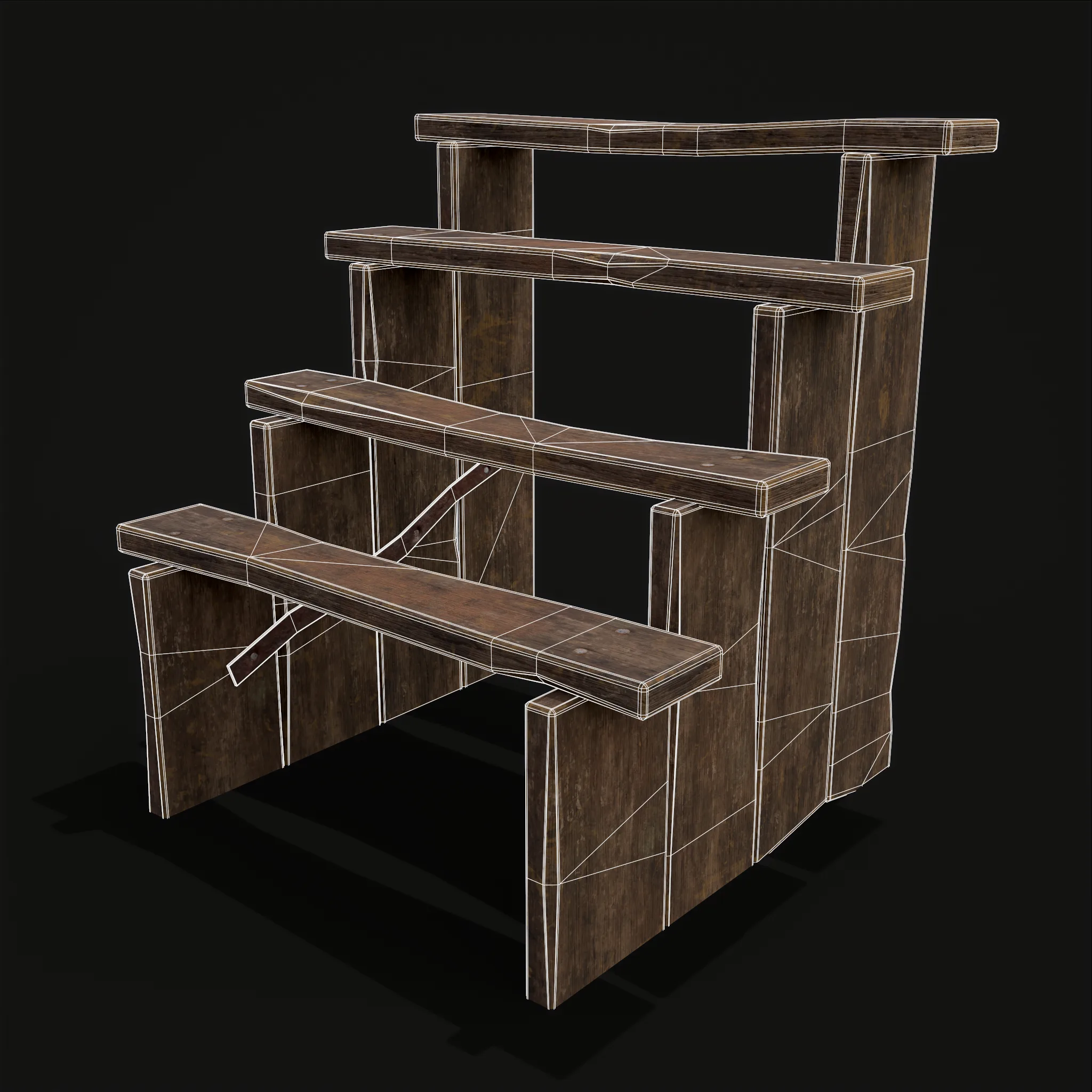 Rustic Medieval Four Step Foot Ladder