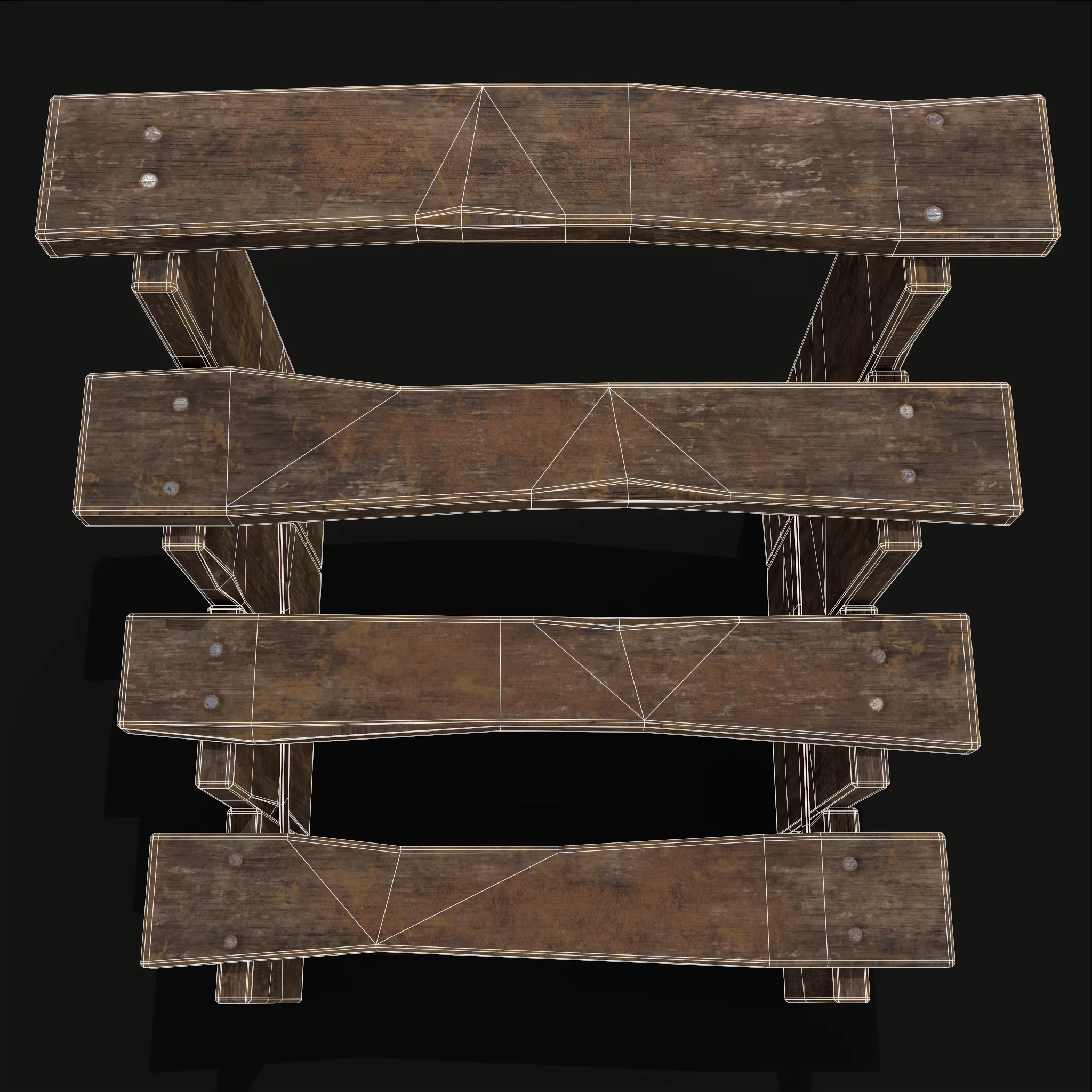 Rustic Medieval Four Step Foot Ladder