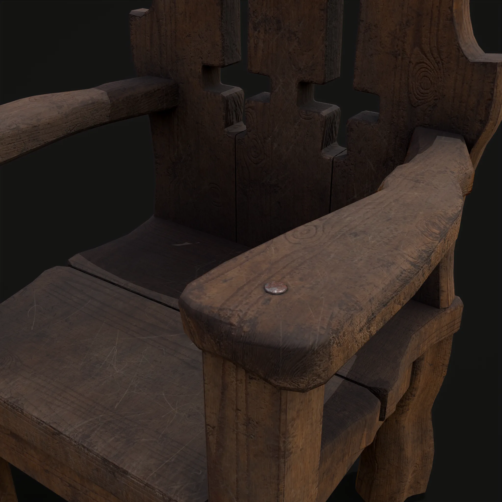 Medieval Rustic High Back Sword Chair