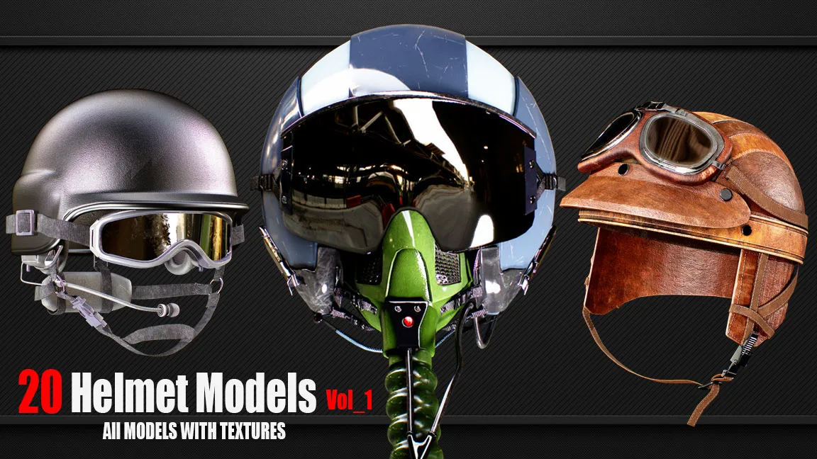 20 Helmet Models with Textures vol1( ready for Game )