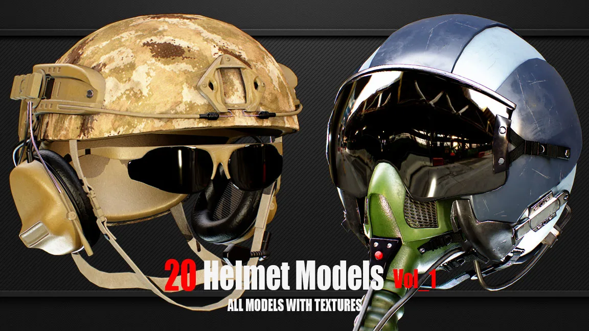 20 Helmet Models with Textures vol1( ready for Game )