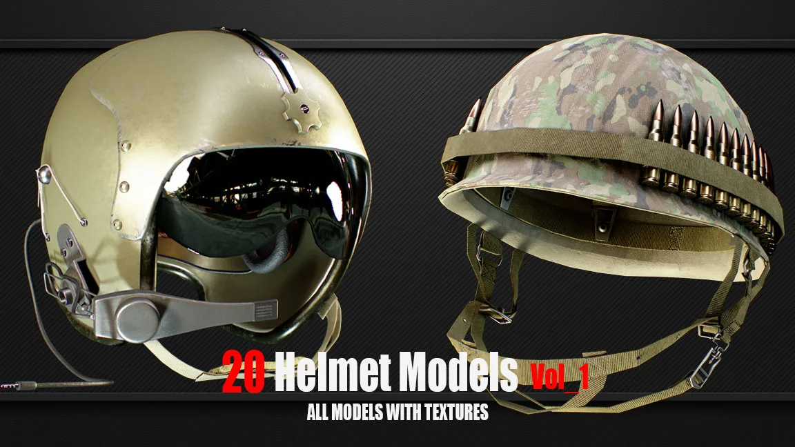 20 Helmet Models with Textures vol1( ready for Game )