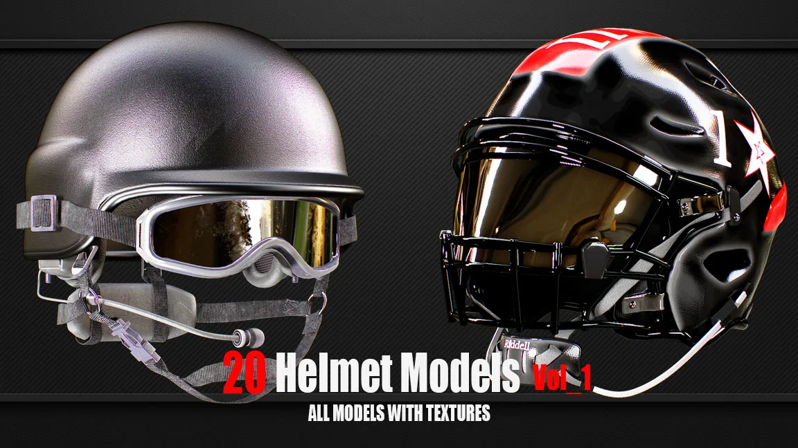 20 Helmet Models with Textures vol1( ready for Game )