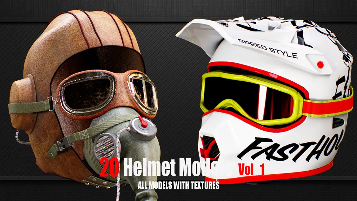 20 Helmet Models with Textures vol1( ready for Game )