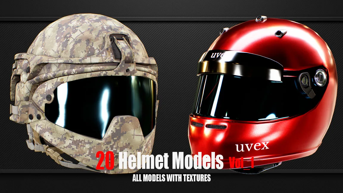 20 Helmet Models with Textures vol1( ready for Game )