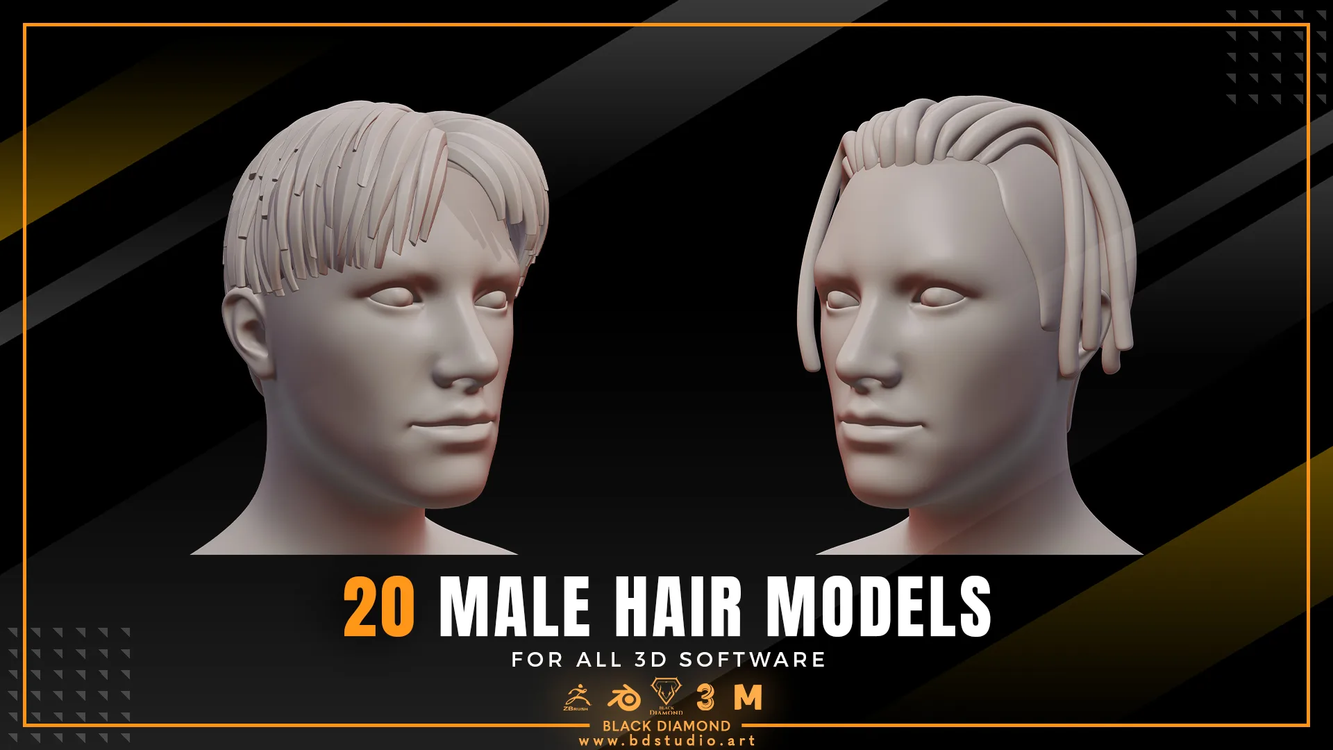 20 Male Stylized 3d Hair Models