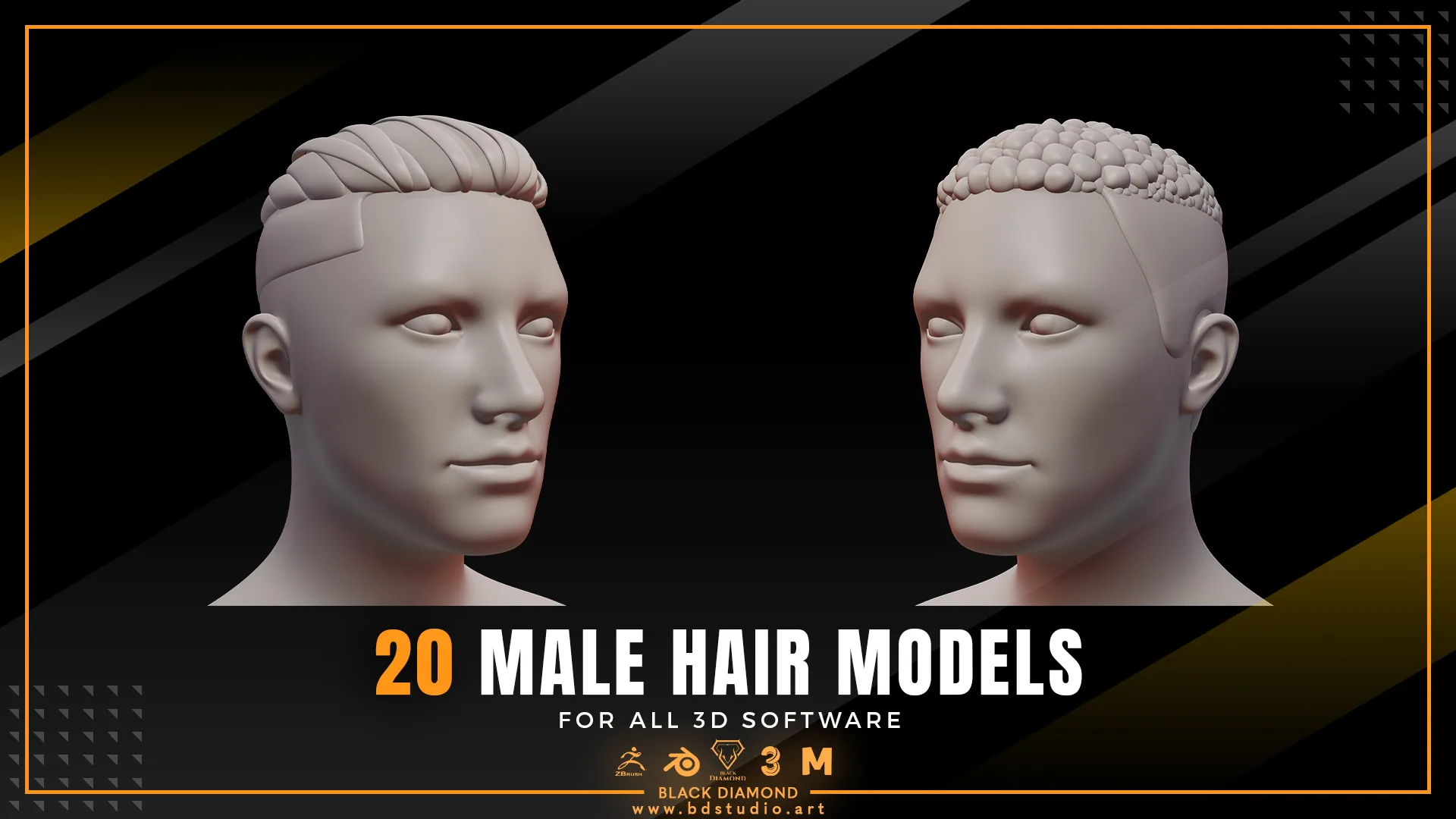 20 Male Stylized 3d Hair Models