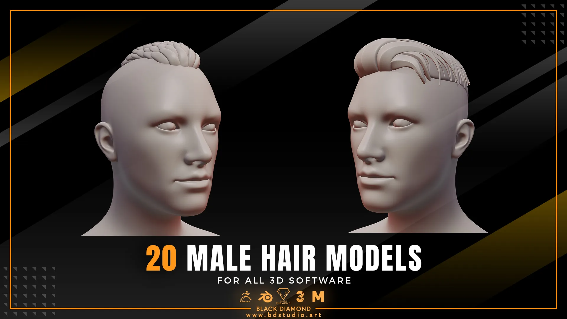 20 Male Stylized 3d Hair Models