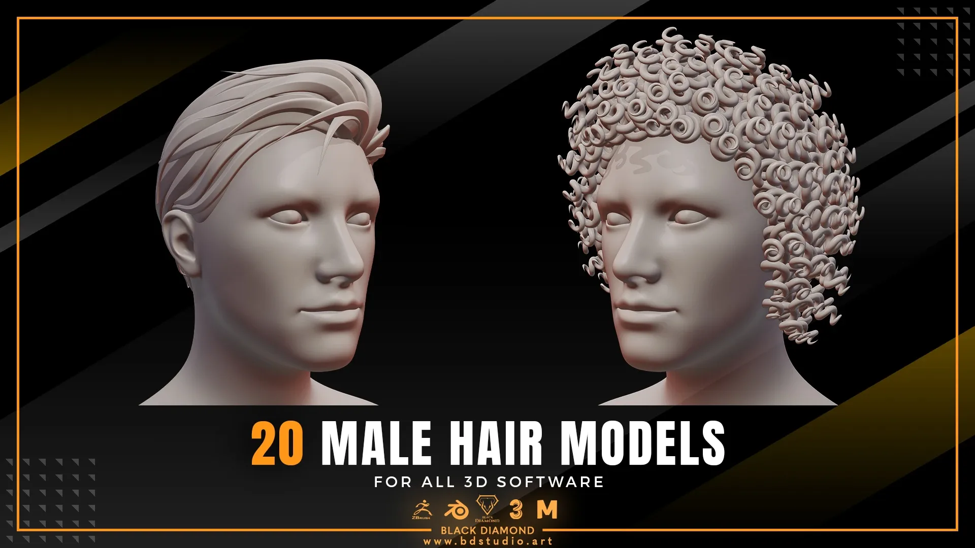 20 Male Stylized 3d Hair Models