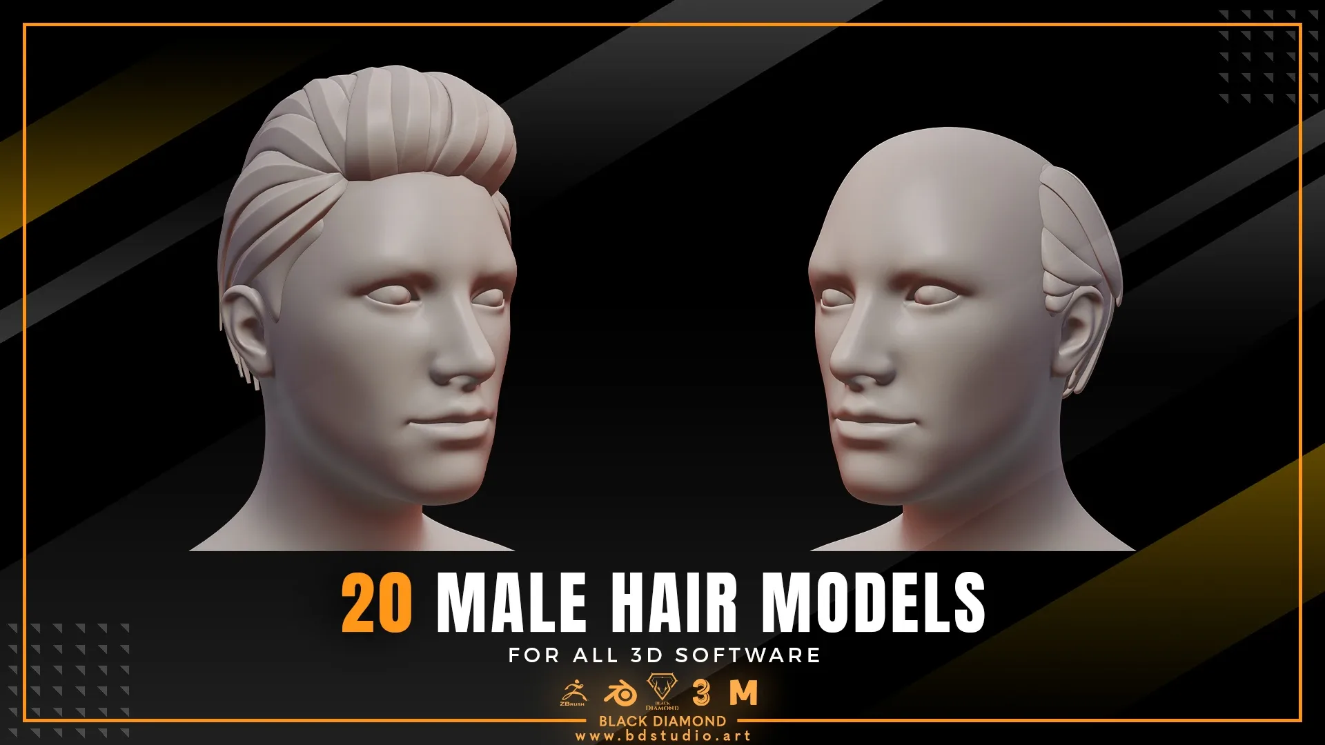 20 Male Stylized 3d Hair Models