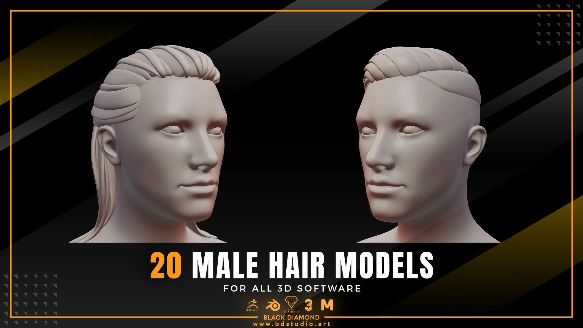 20 Male Stylized 3d Hair Models