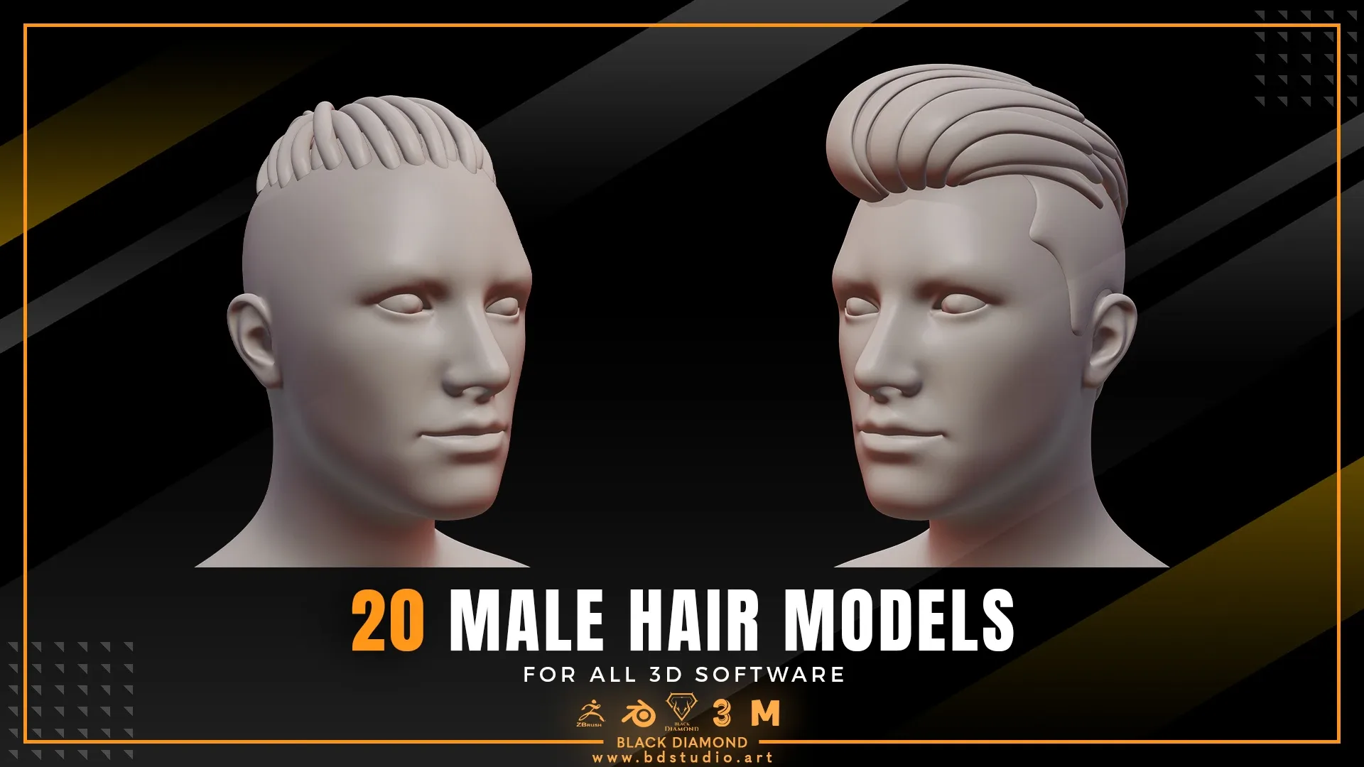 20 Male Stylized 3d Hair Models