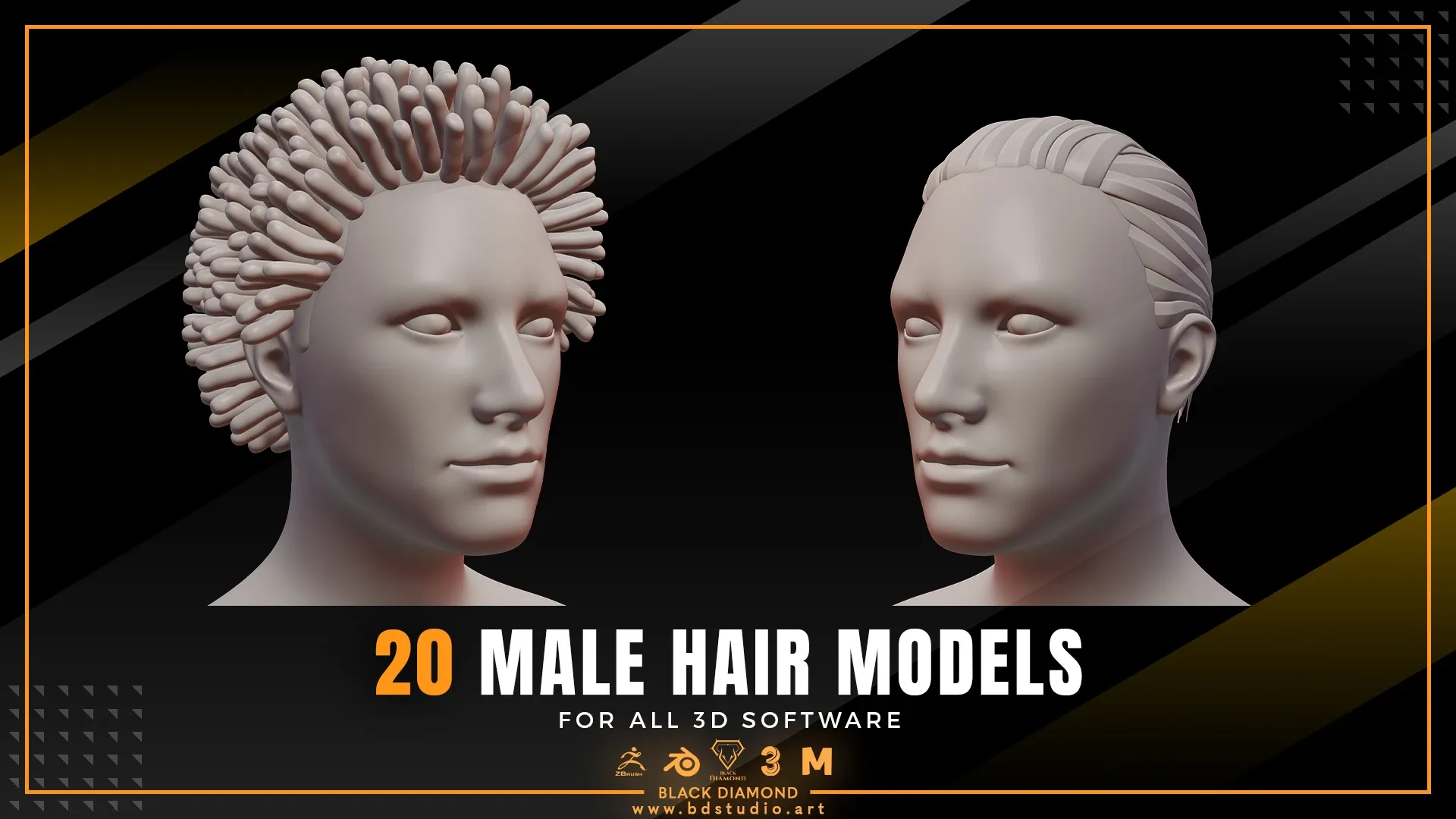 20 Male Stylized 3d Hair Models