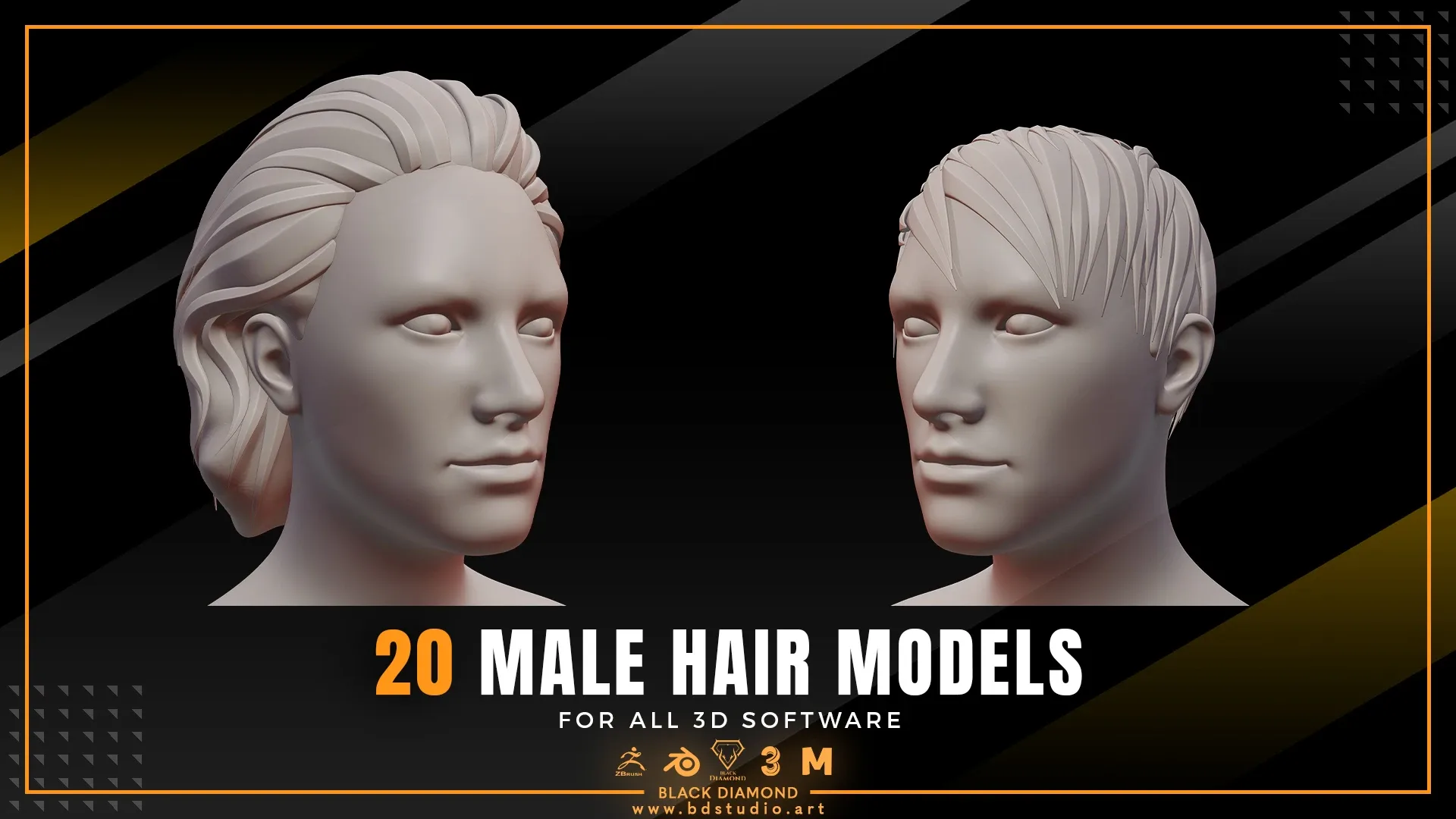 20 Male Stylized 3d Hair Models