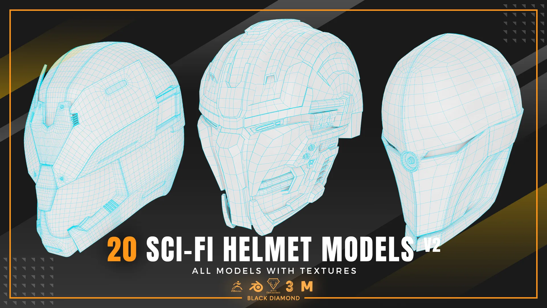 20 Sci Fi Helmet Models with Textures v2 ( For All 3D Software and ready for Game )