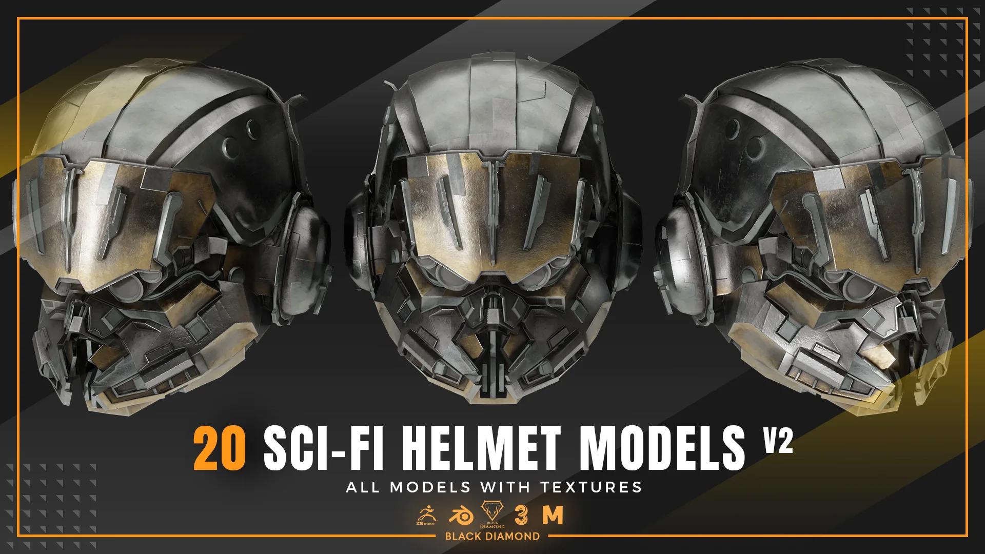 20 Sci Fi Helmet Models with Textures v2 ( For All 3D Software and ready for Game )
