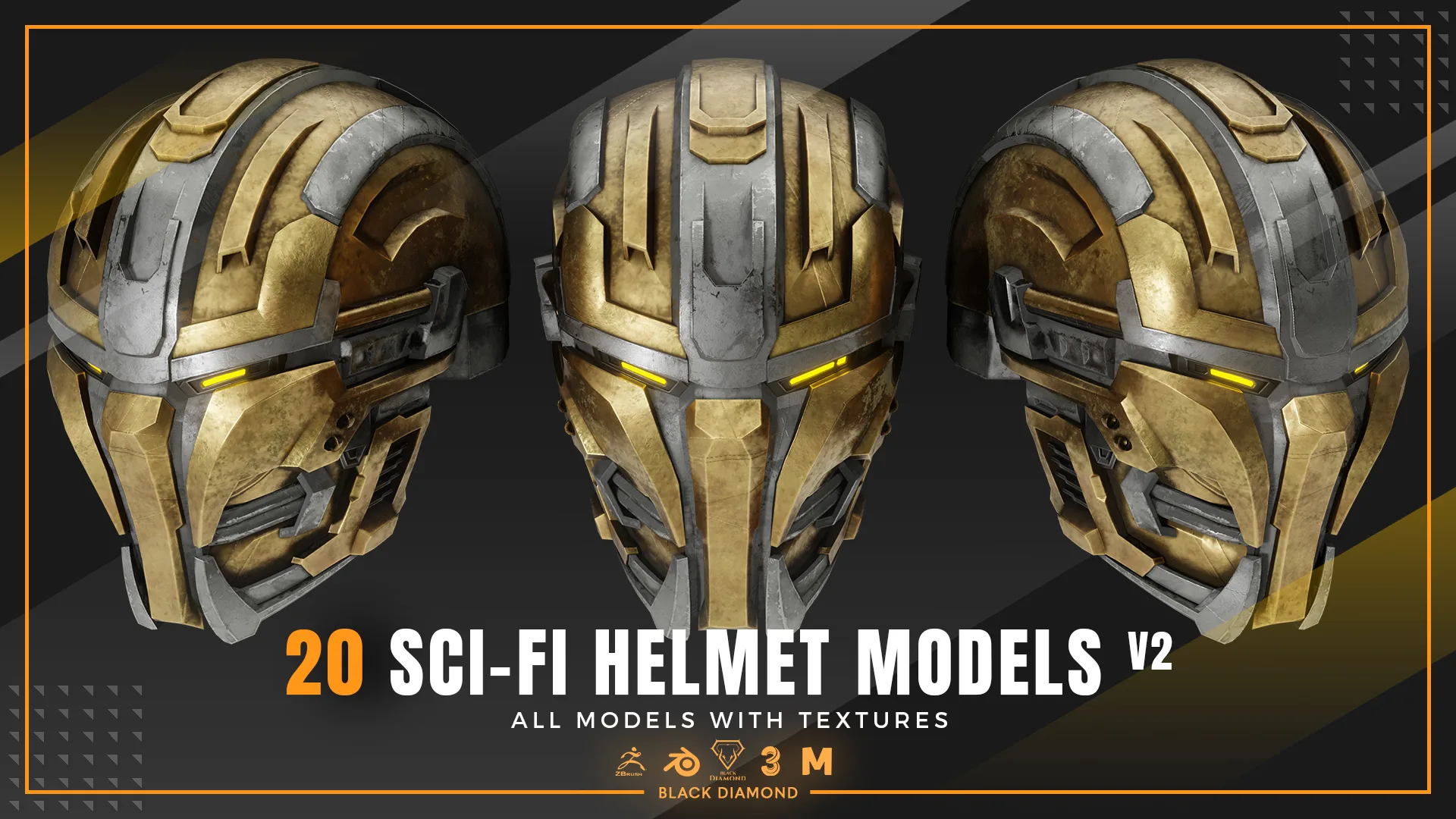 20 Sci Fi Helmet Models with Textures v2 ( For All 3D Software and ready for Game )