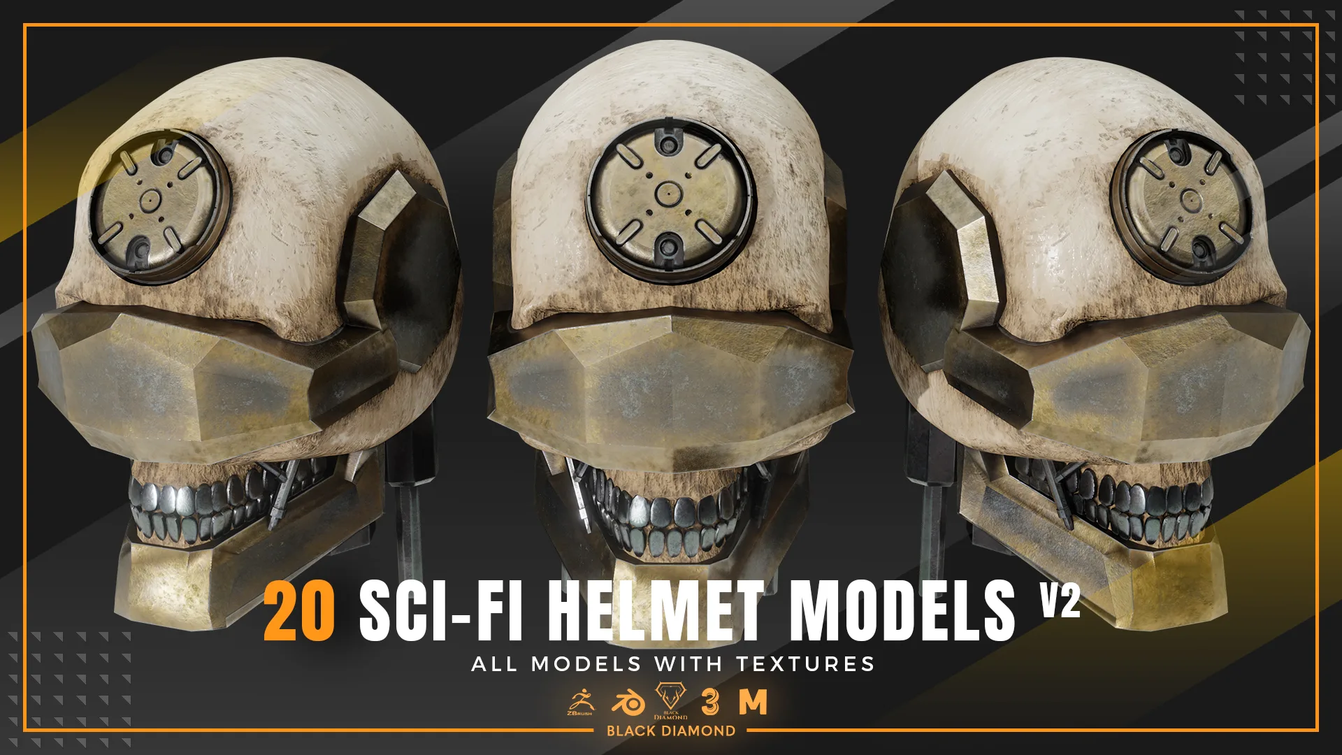 20 Sci Fi Helmet Models with Textures v2 ( For All 3D Software and ready for Game )