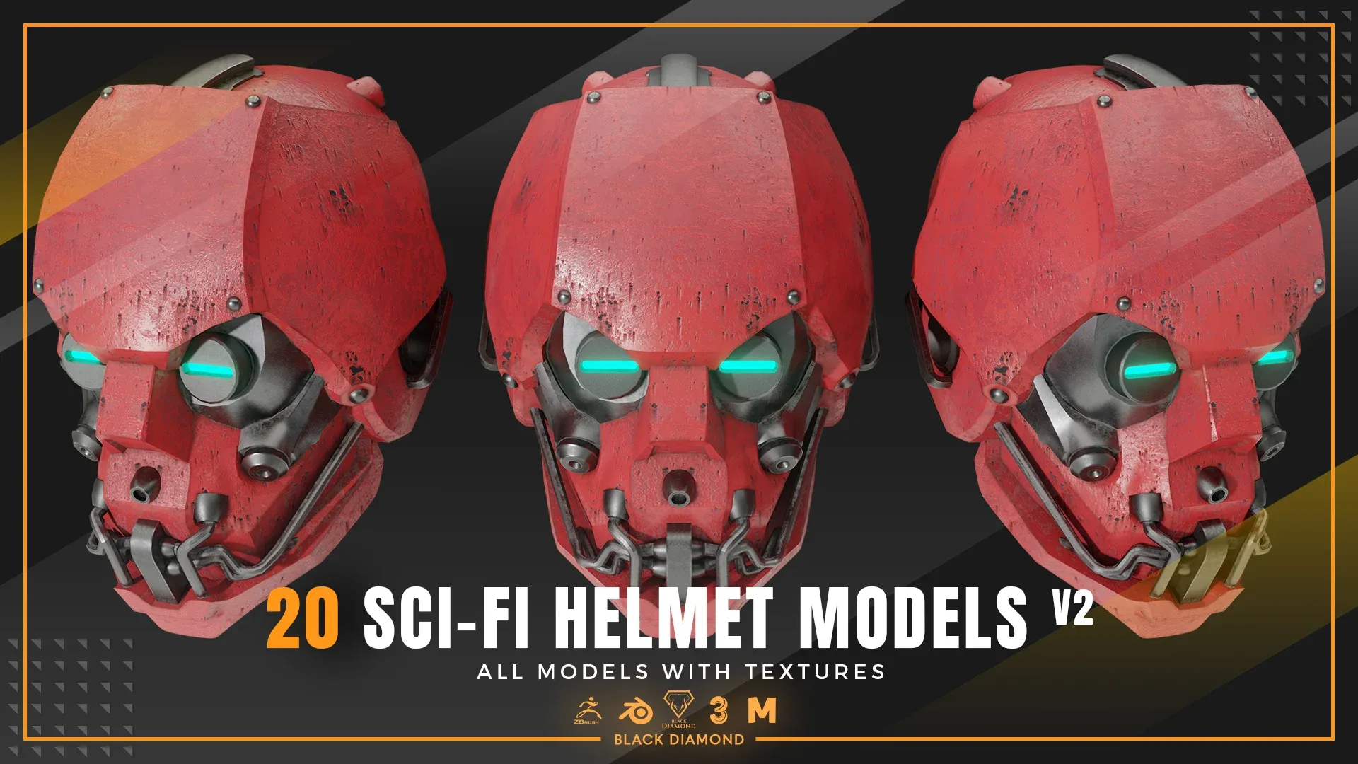 20 Sci Fi Helmet Models with Textures v2 ( For All 3D Software and ready for Game )