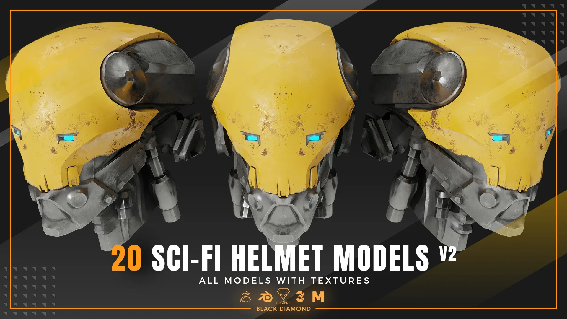 20 Sci Fi Helmet Models with Textures v2 ( For All 3D Software and ready for Game )