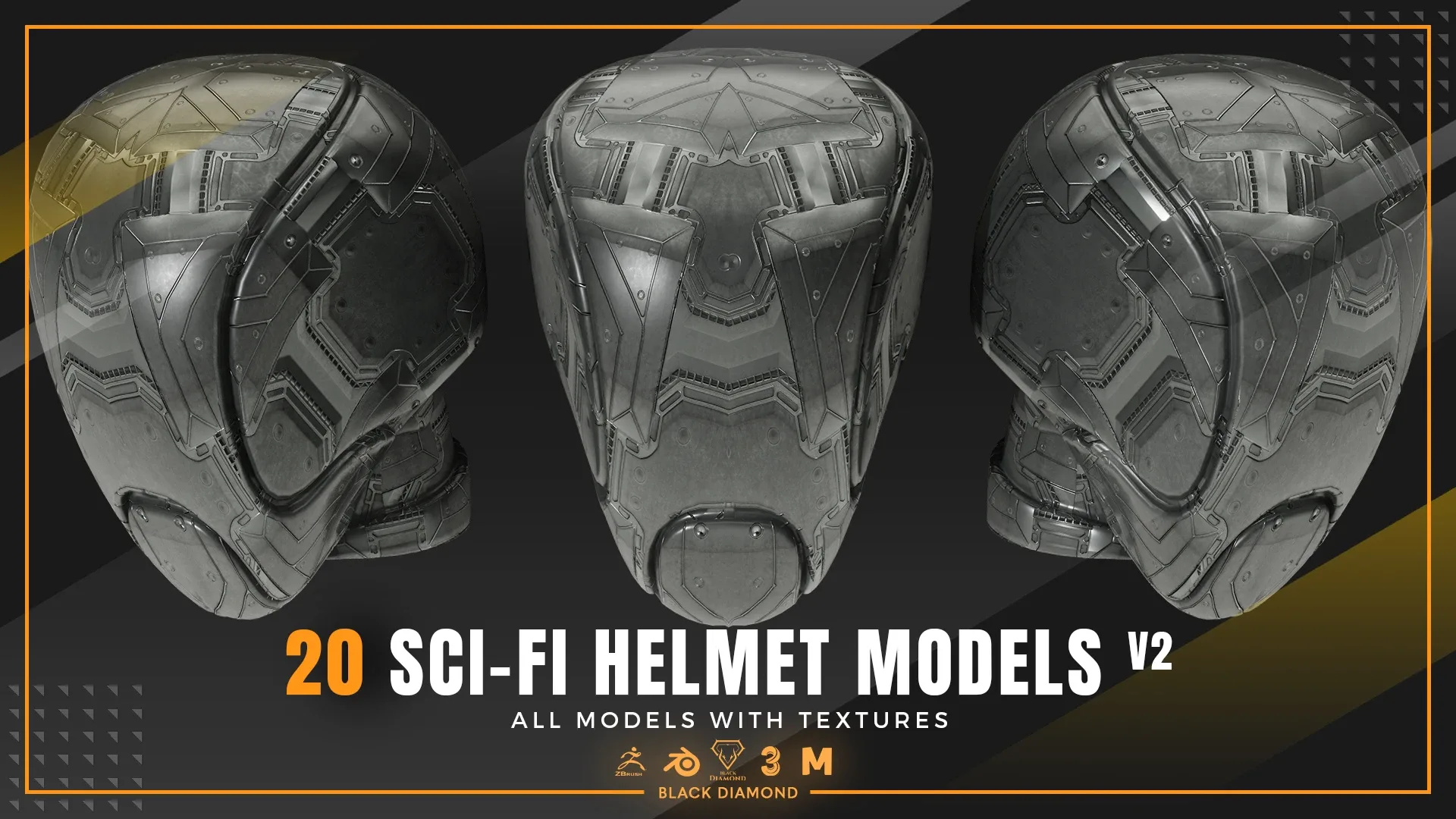 20 Sci Fi Helmet Models with Textures v2 ( For All 3D Software and ready for Game )