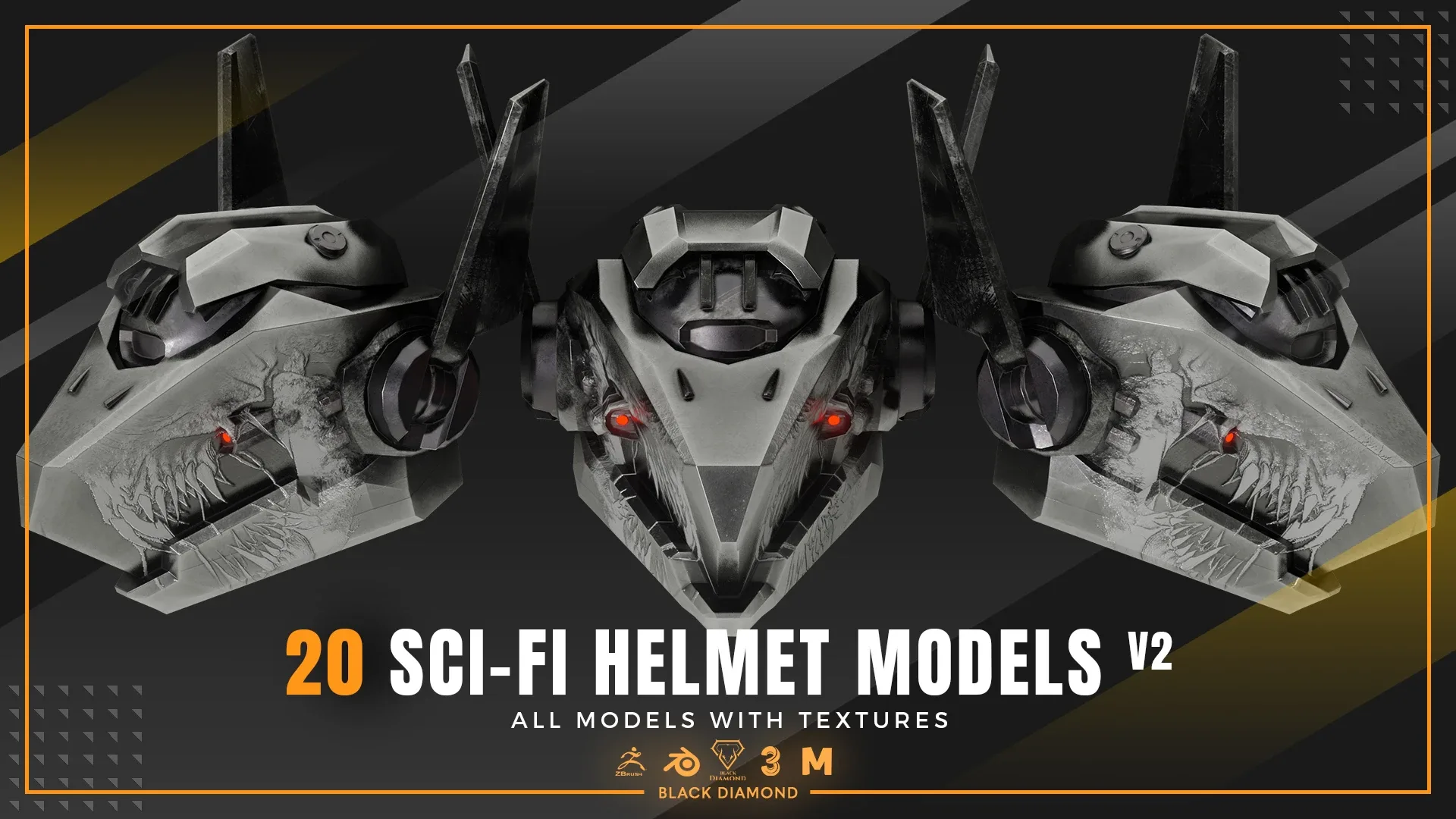 20 Sci Fi Helmet Models with Textures v2 ( For All 3D Software and ready for Game )