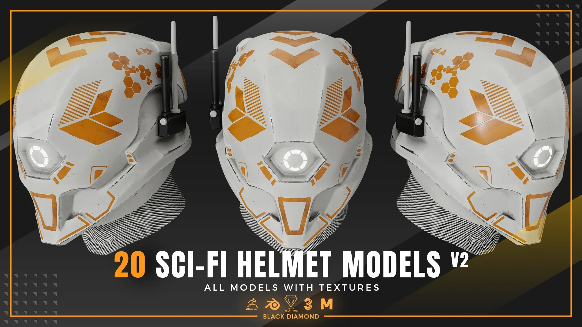 20 Sci Fi Helmet Models with Textures v2 ( For All 3D Software and ready for Game )