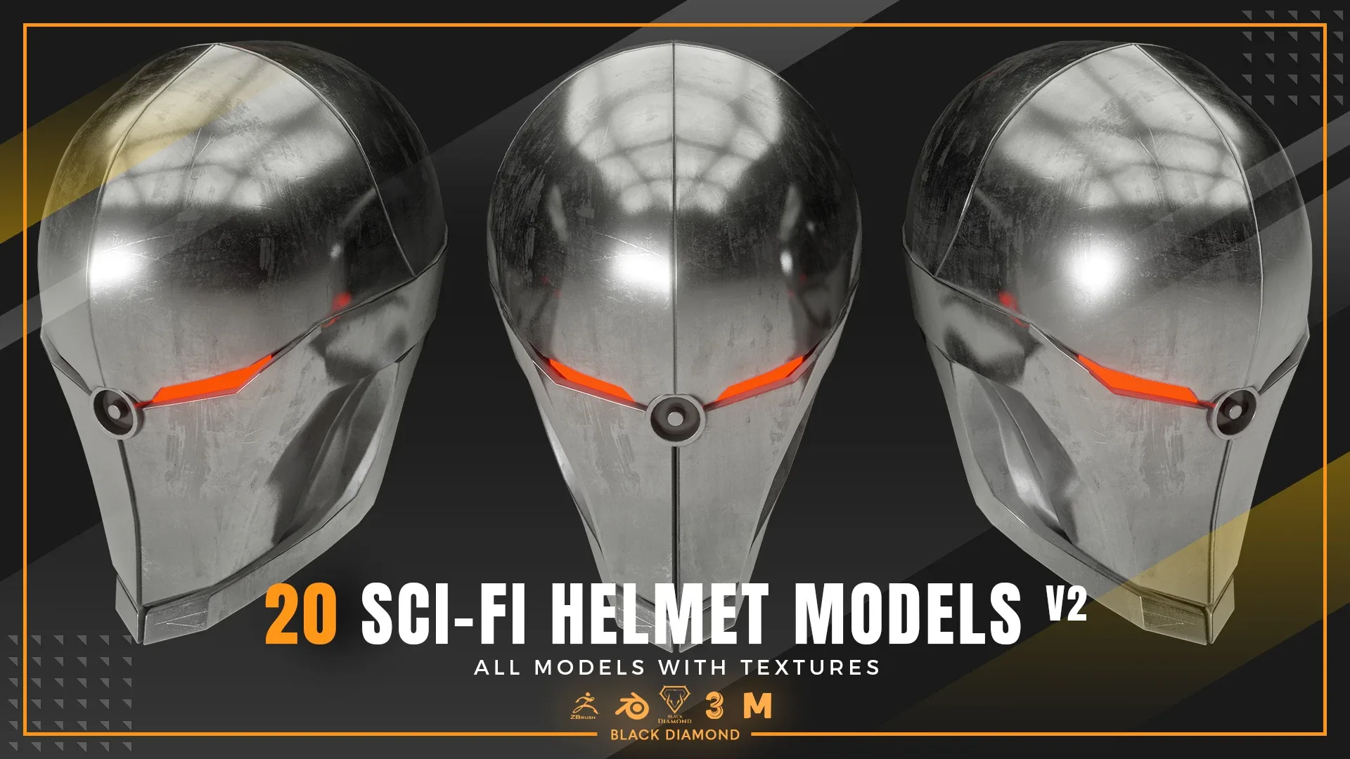 20 Sci Fi Helmet Models with Textures v2 ( For All 3D Software and ready for Game )