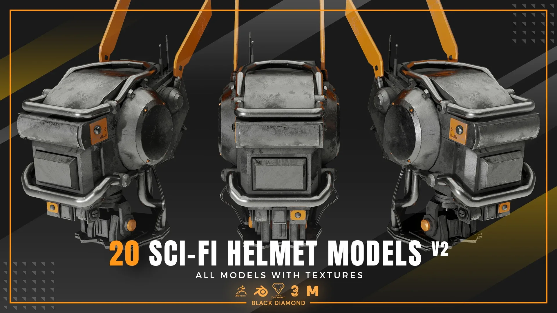 20 Sci Fi Helmet Models with Textures v2 ( For All 3D Software and ready for Game )