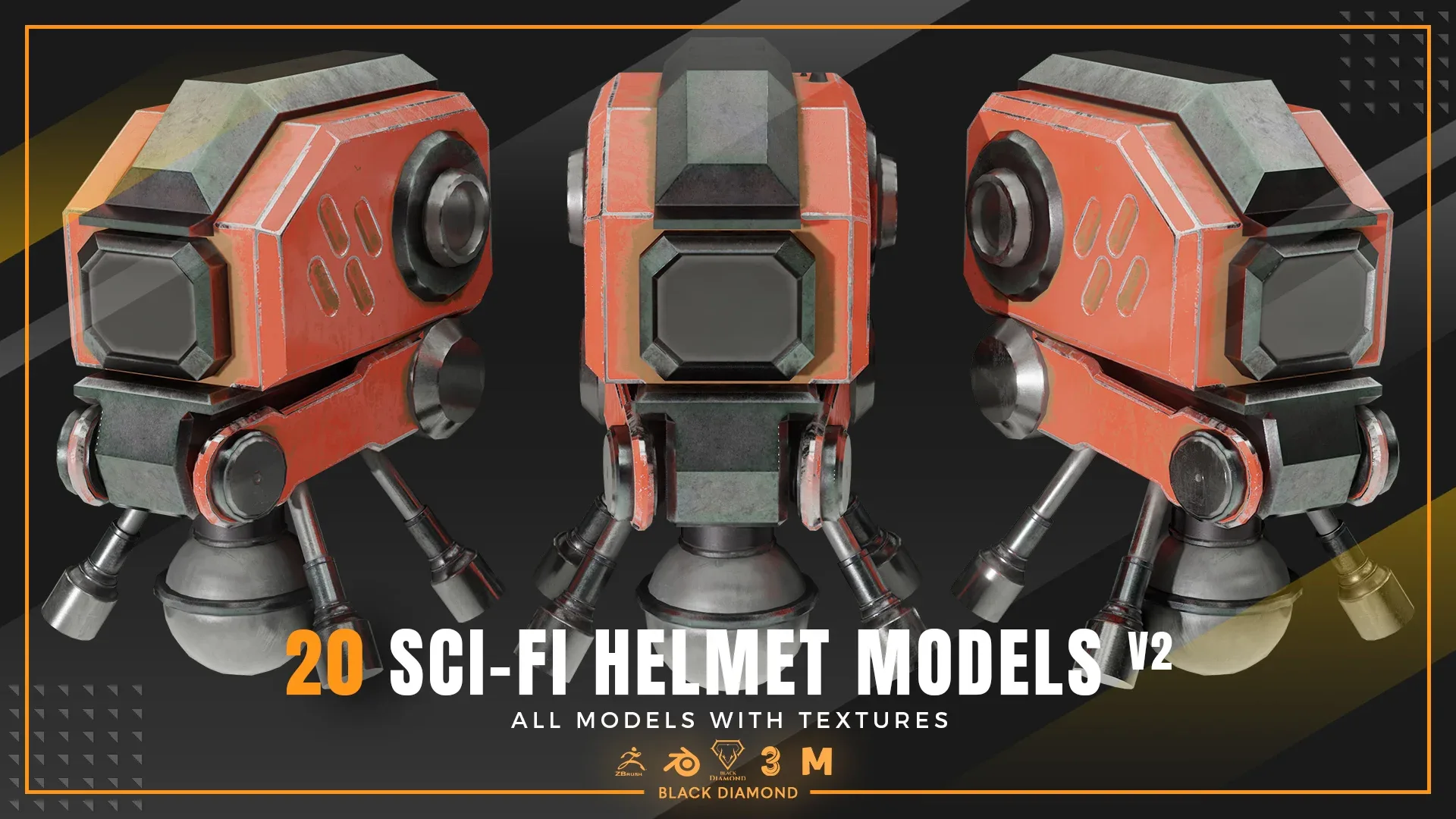 20 Sci Fi Helmet Models with Textures v2 ( For All 3D Software and ready for Game )