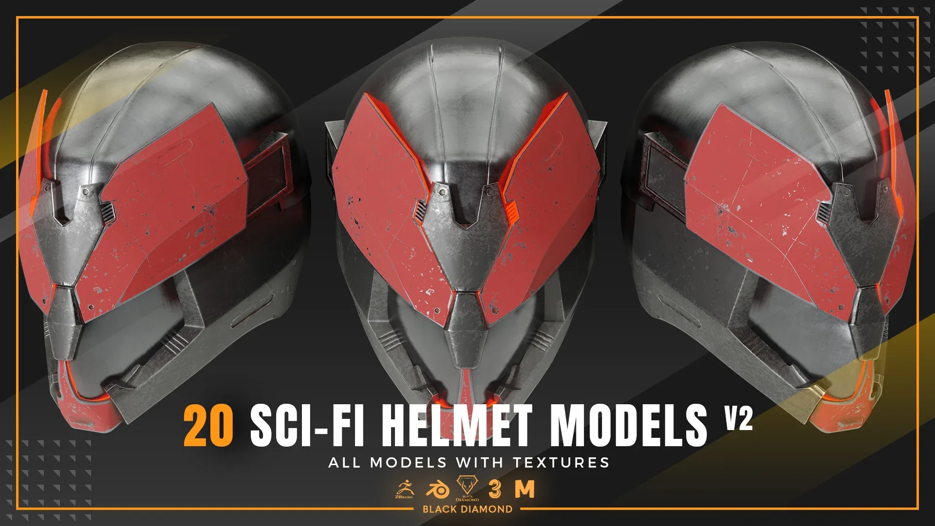 20 Sci Fi Helmet Models with Textures v2 ( For All 3D Software and ready for Game )