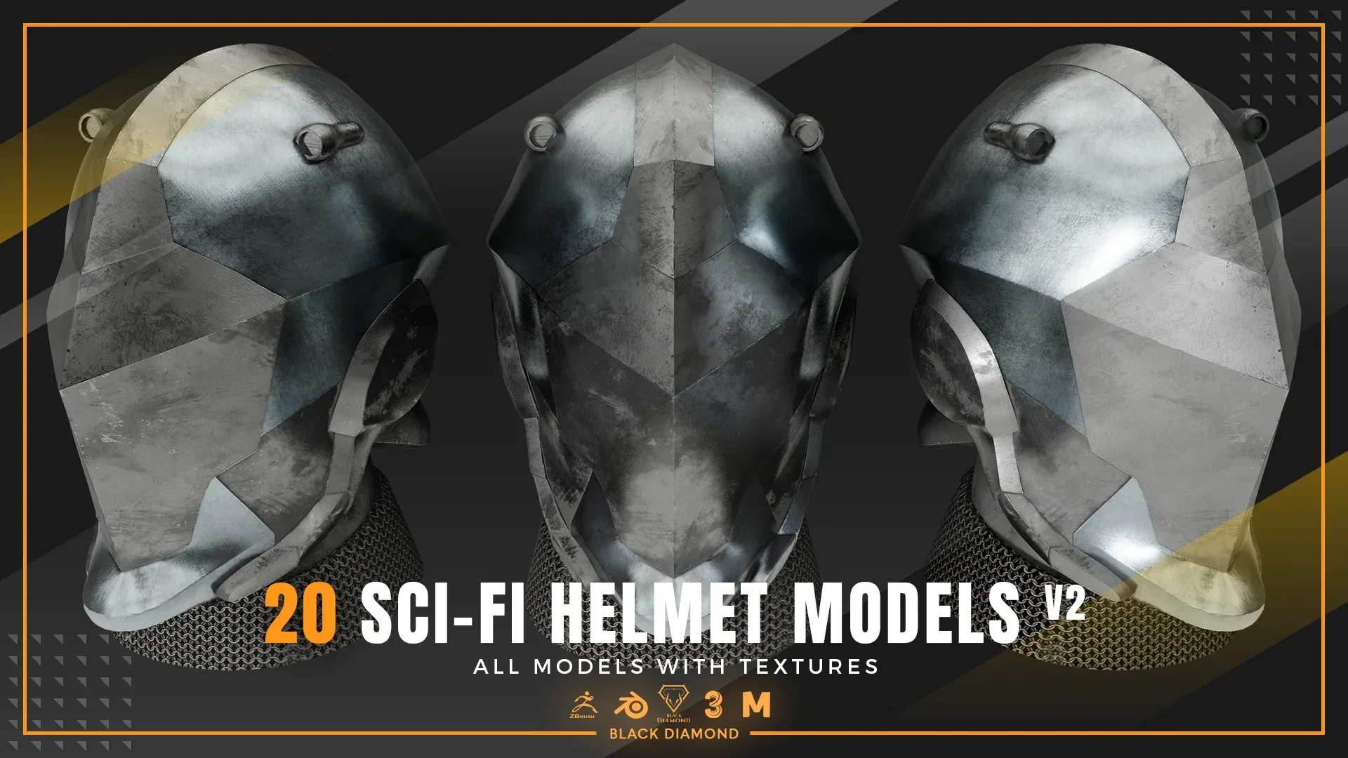 20 Sci Fi Helmet Models with Textures v2 ( For All 3D Software and ready for Game )