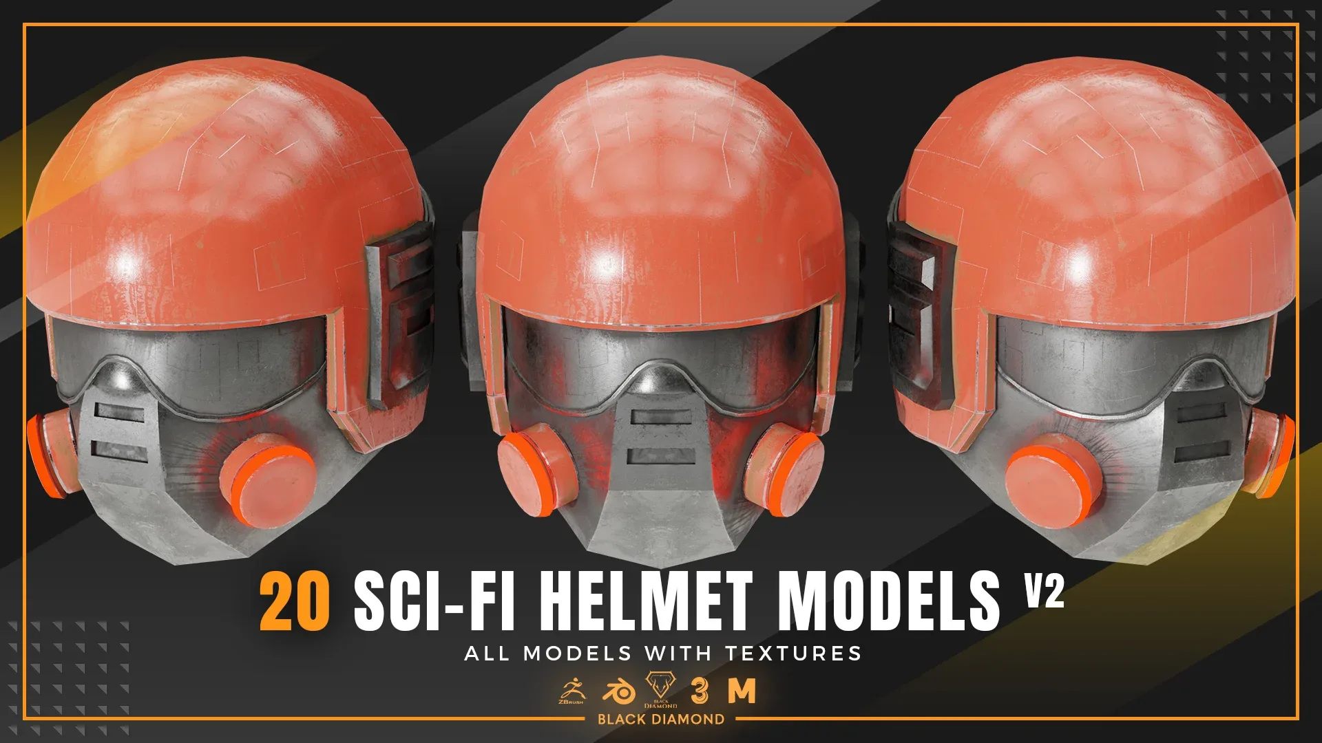 20 Sci Fi Helmet Models with Textures v2 ( For All 3D Software and ready for Game )