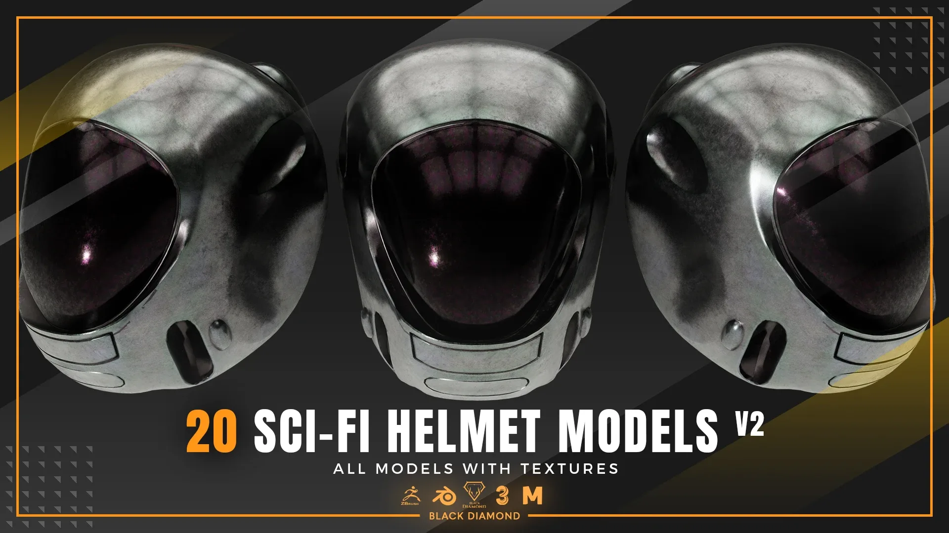 20 Sci Fi Helmet Models with Textures v2 ( For All 3D Software and ready for Game )