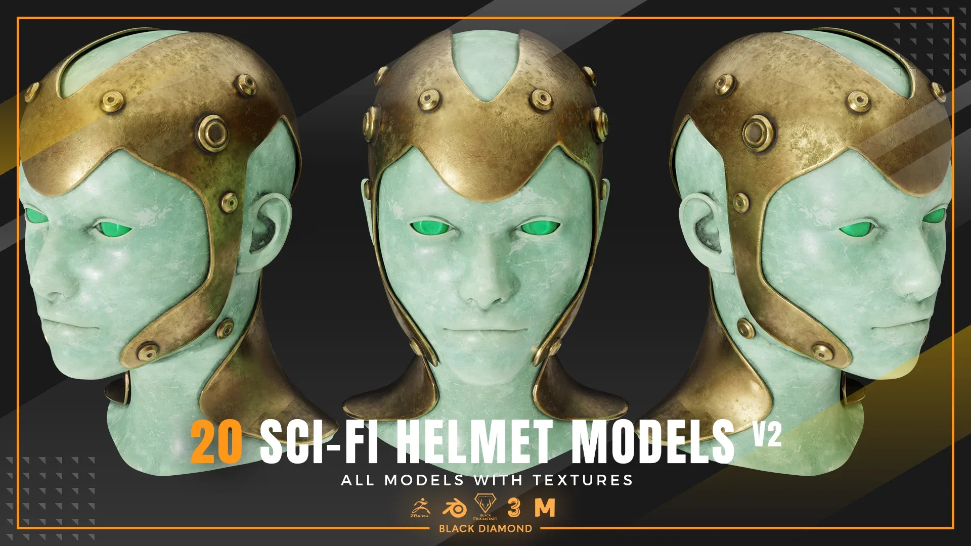 20 Sci Fi Helmet Models with Textures v2 ( For All 3D Software and ready for Game )