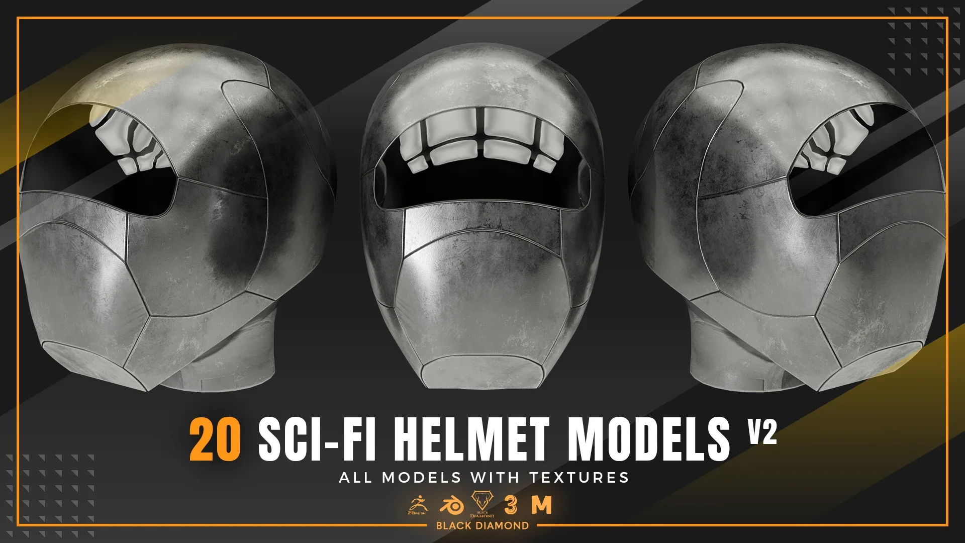 20 Sci Fi Helmet Models with Textures v2 ( For All 3D Software and ready for Game )