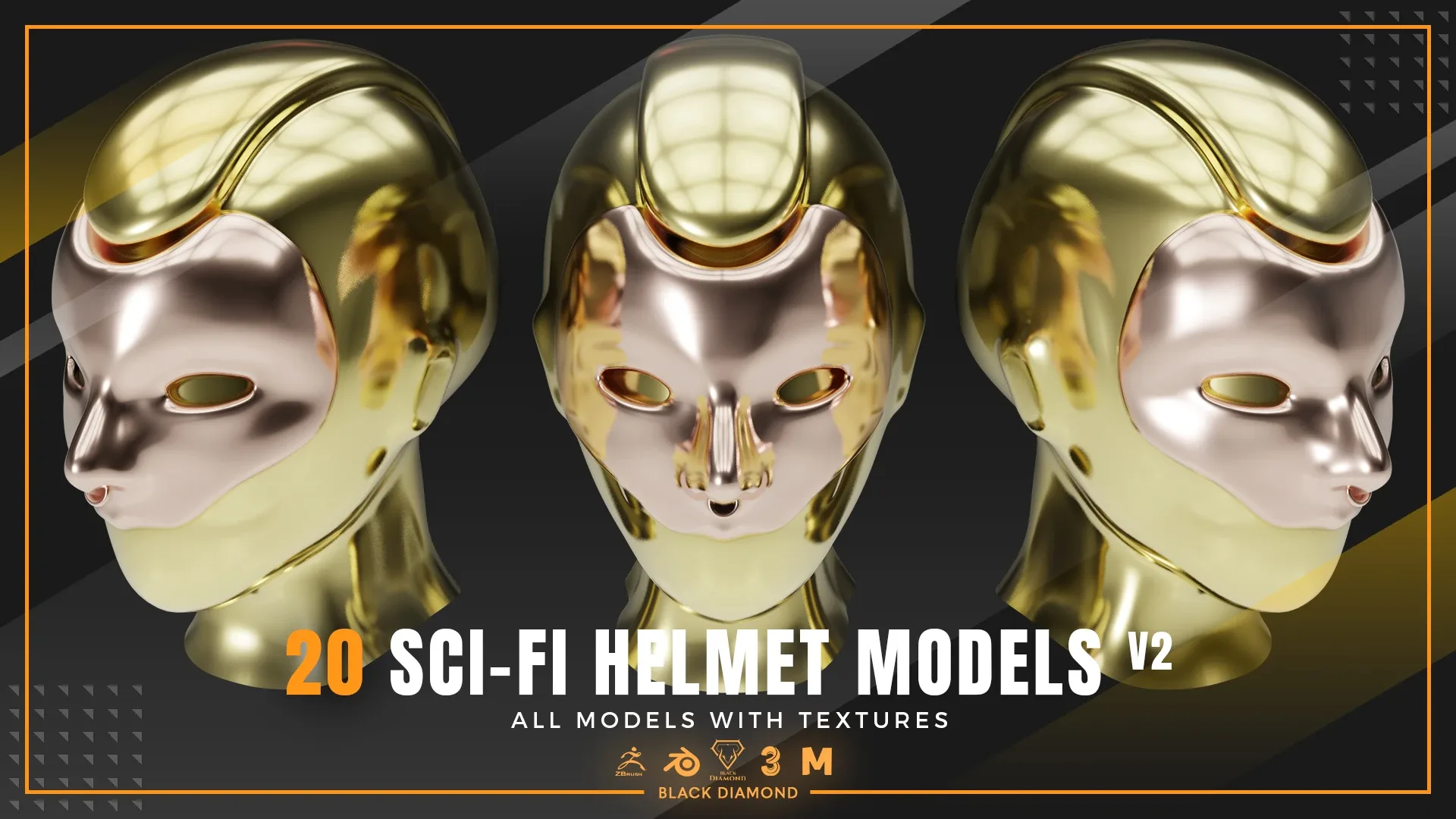 20 Sci Fi Helmet Models with Textures v2 ( For All 3D Software and ready for Game )