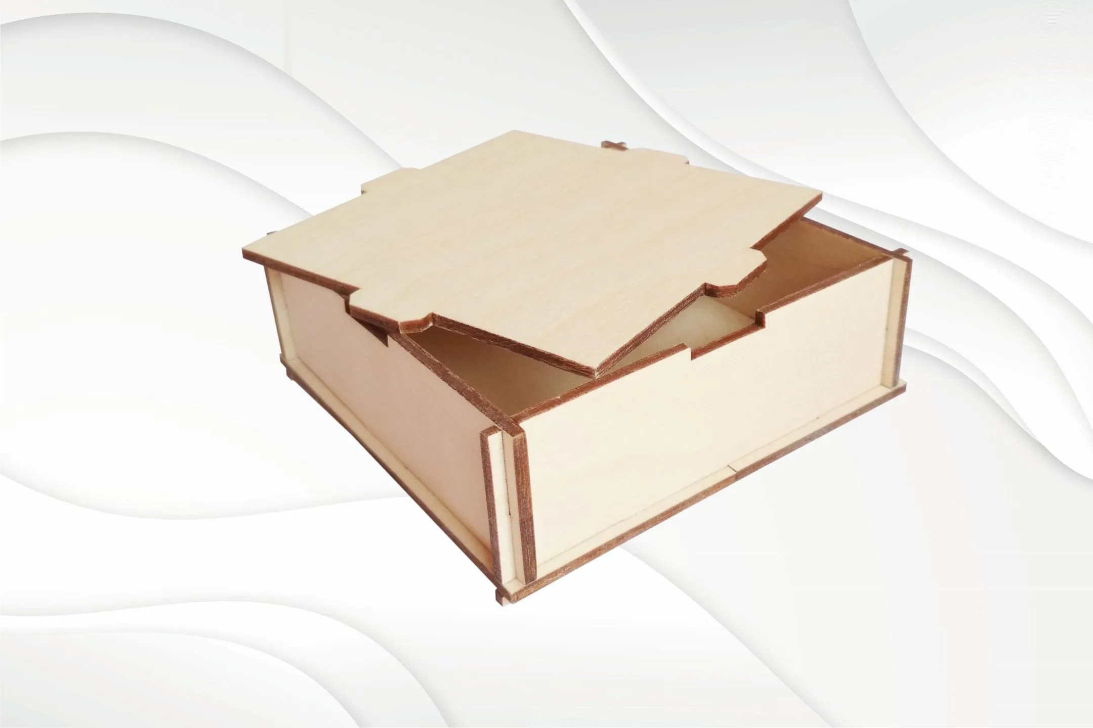 Box without glue, laser cutting drawing. Cut design.