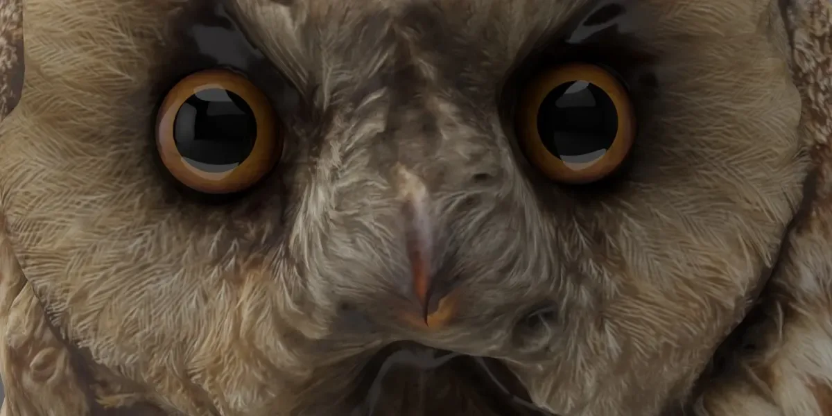Photorealistic Long-Eared Owl