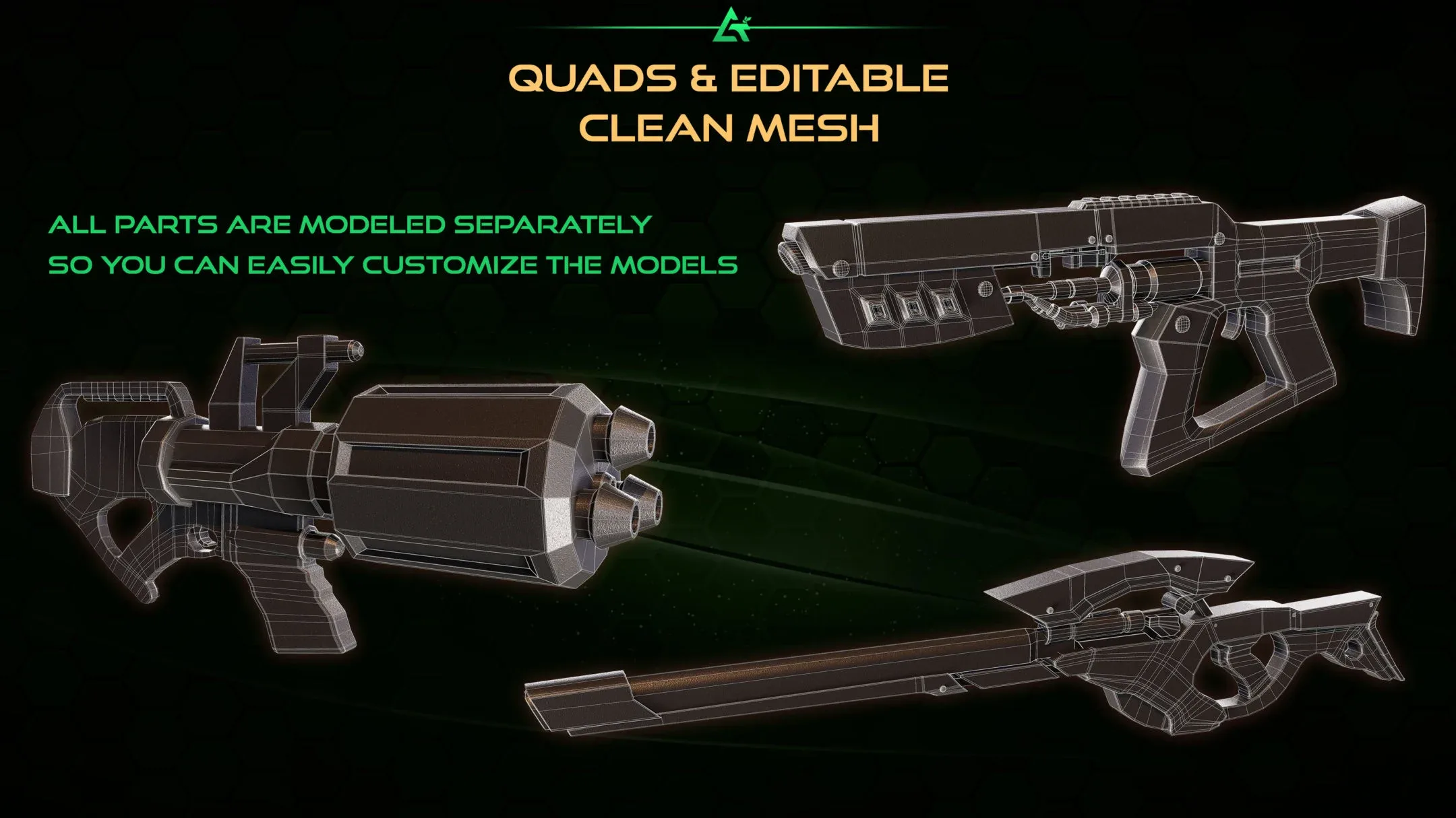 20 Modern &amp; Sci-Fi Guns 3D Models