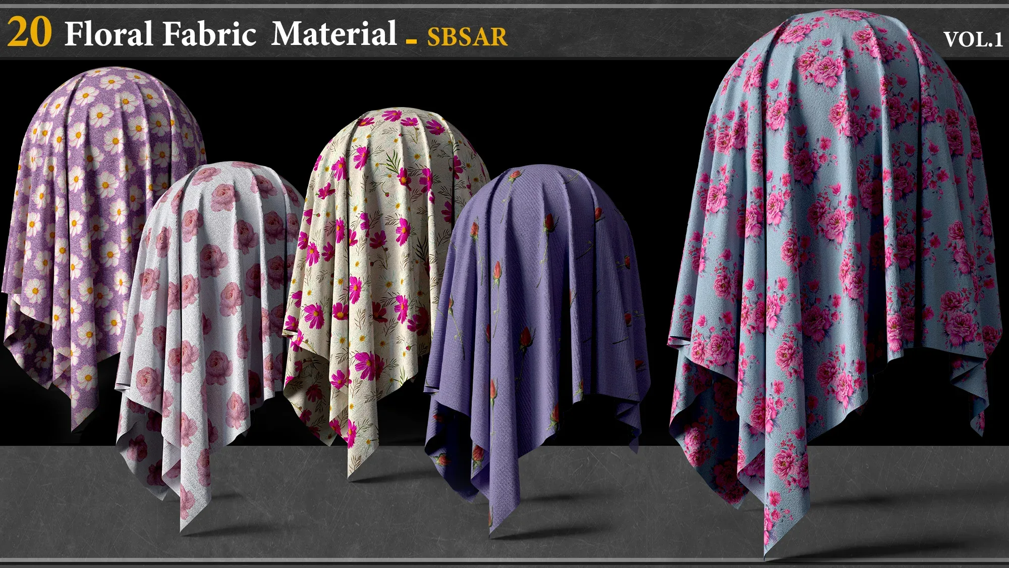 20 Floral Fabric Material_SBSAR vol.1