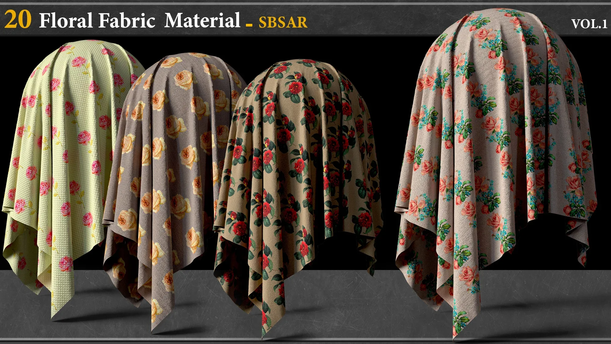 20 Floral Fabric Material_SBSAR vol.1