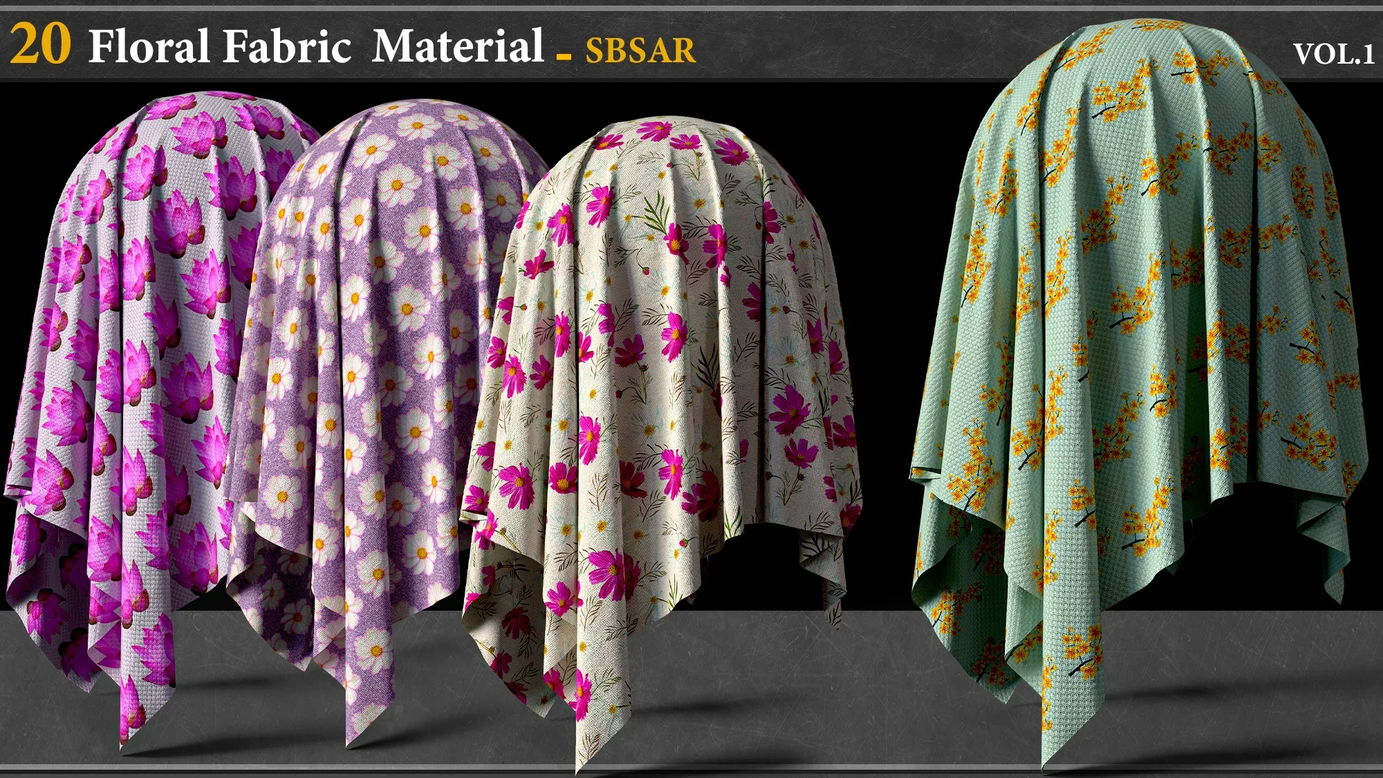 20 Floral Fabric Material_SBSAR vol.1