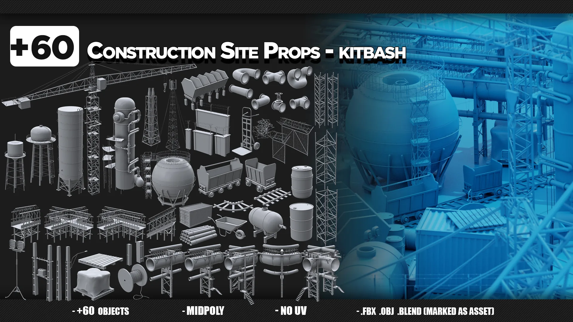 +60 Construction Site Props - KITBASH - VOL 04