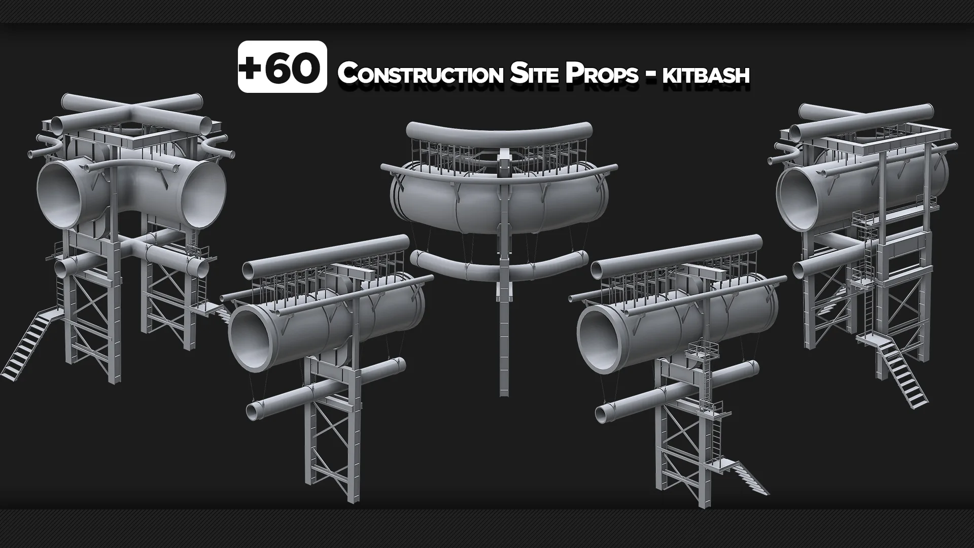 +60 Construction Site Props - KITBASH - VOL 04