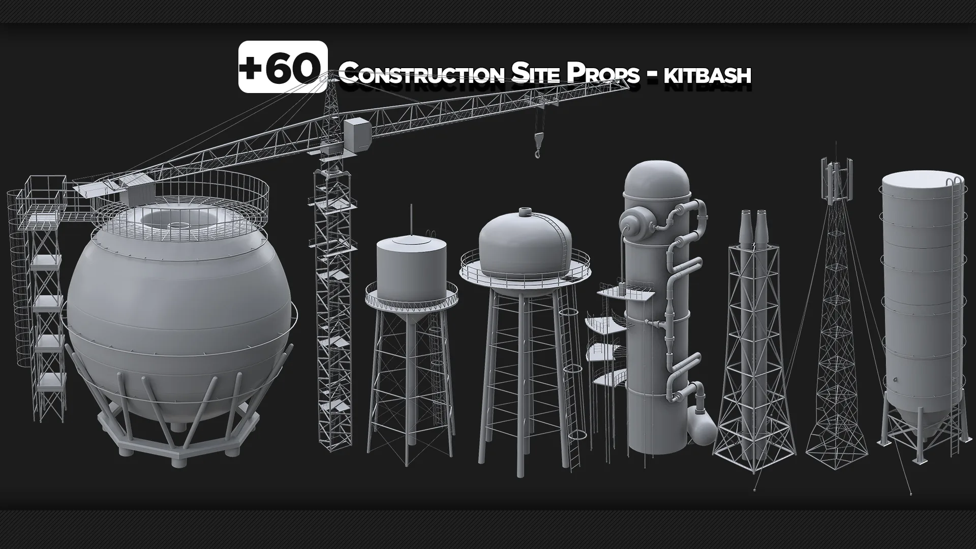 +60 Construction Site Props - KITBASH - VOL 04