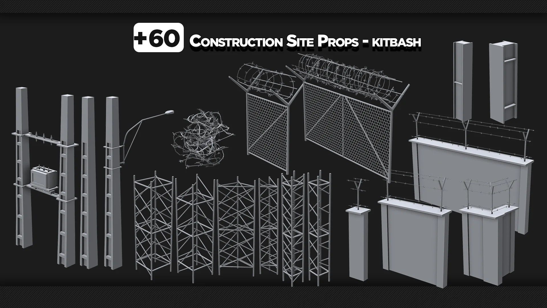 +60 Construction Site Props - KITBASH - VOL 04