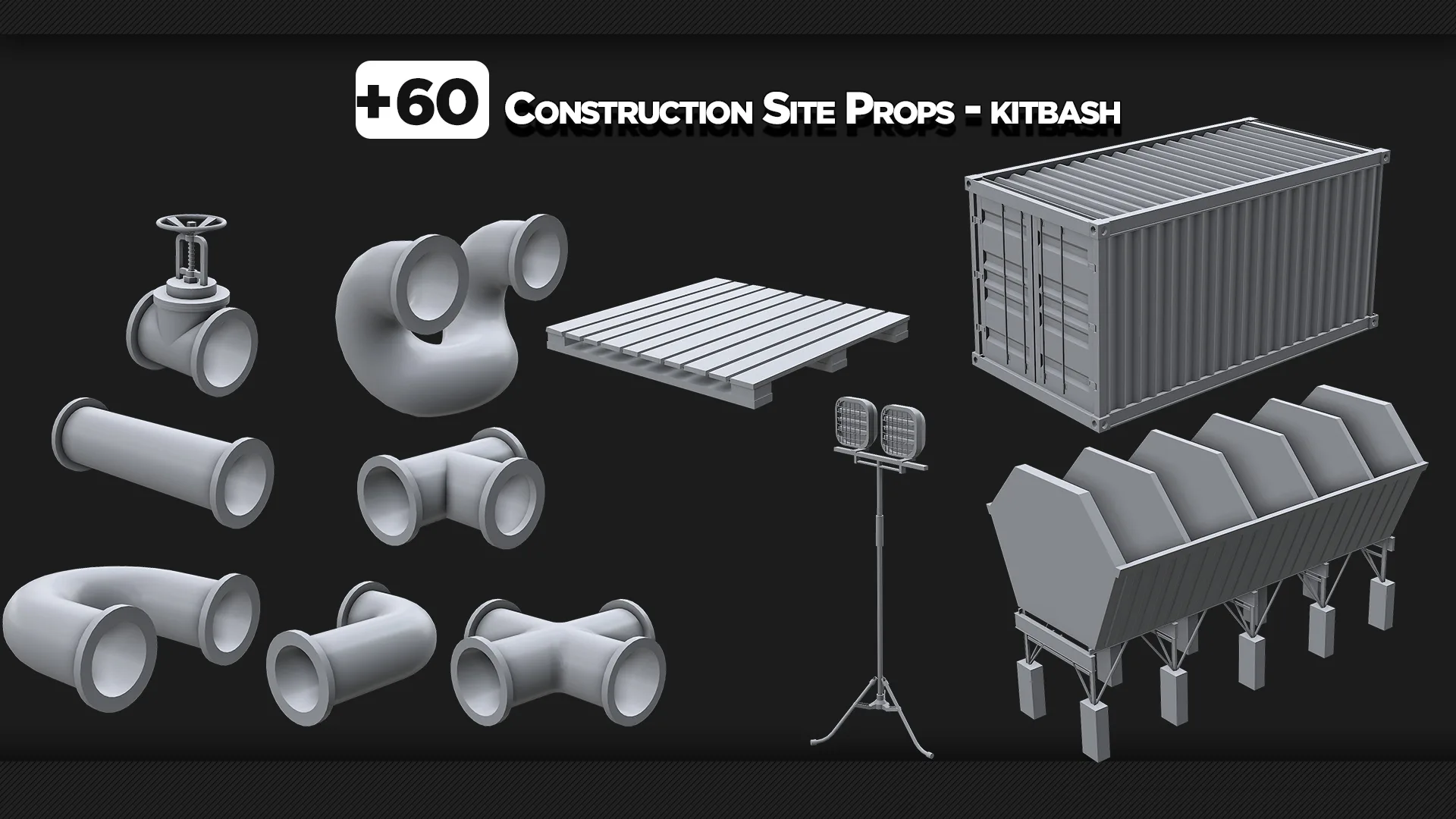 +60 Construction Site Props - KITBASH - VOL 04