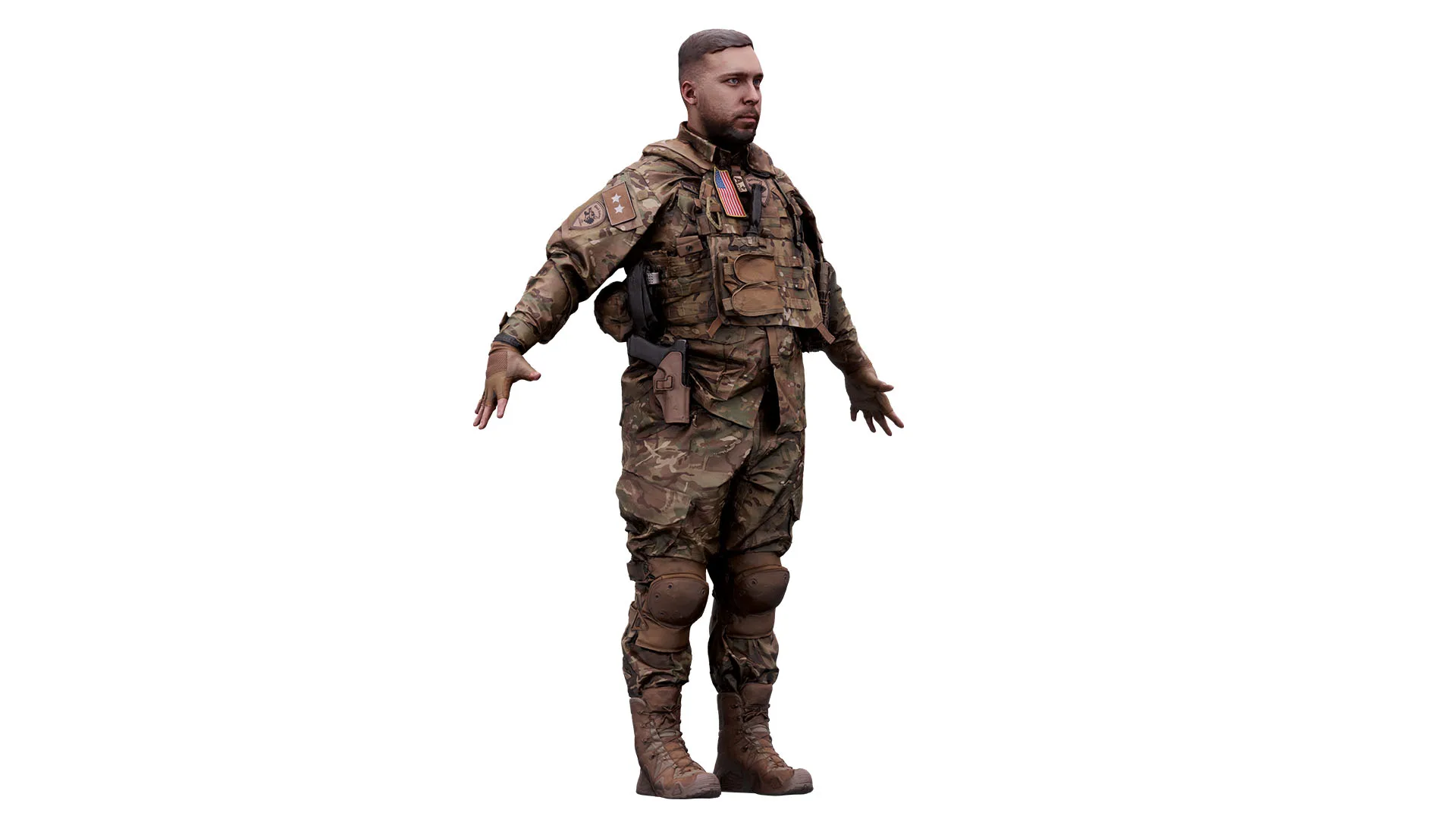 Cleaned A Pose Scan | 3D Model Luis Donovan Army