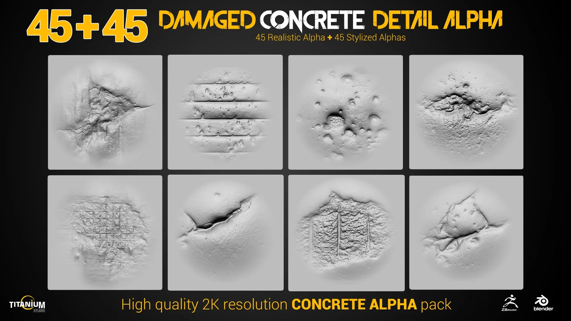 Damaged Cocrete Detail Realistic Alpha Pack